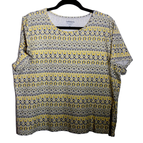 𝅺croft & Barrow top yellow/gray size 1X - Picture 1 of 4